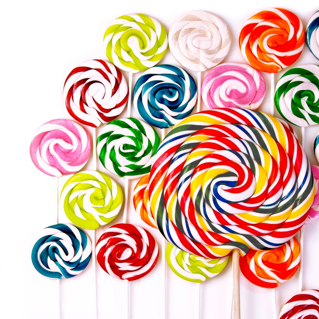 Giant colorful whirly pops