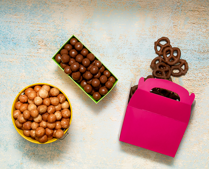 chocolate merchandising, colorful packaging, packaging color, merchandising tips, 