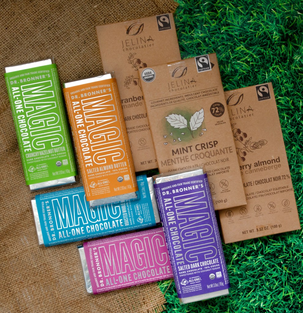 sustainable chocolate, Fair Trade Chocolate, Dr. Bronner's chocolate, Dr. Bronner's Magic All-One Chocolate, Jelina Chocolate, gourmet sustainable chocolate, chocolate trends