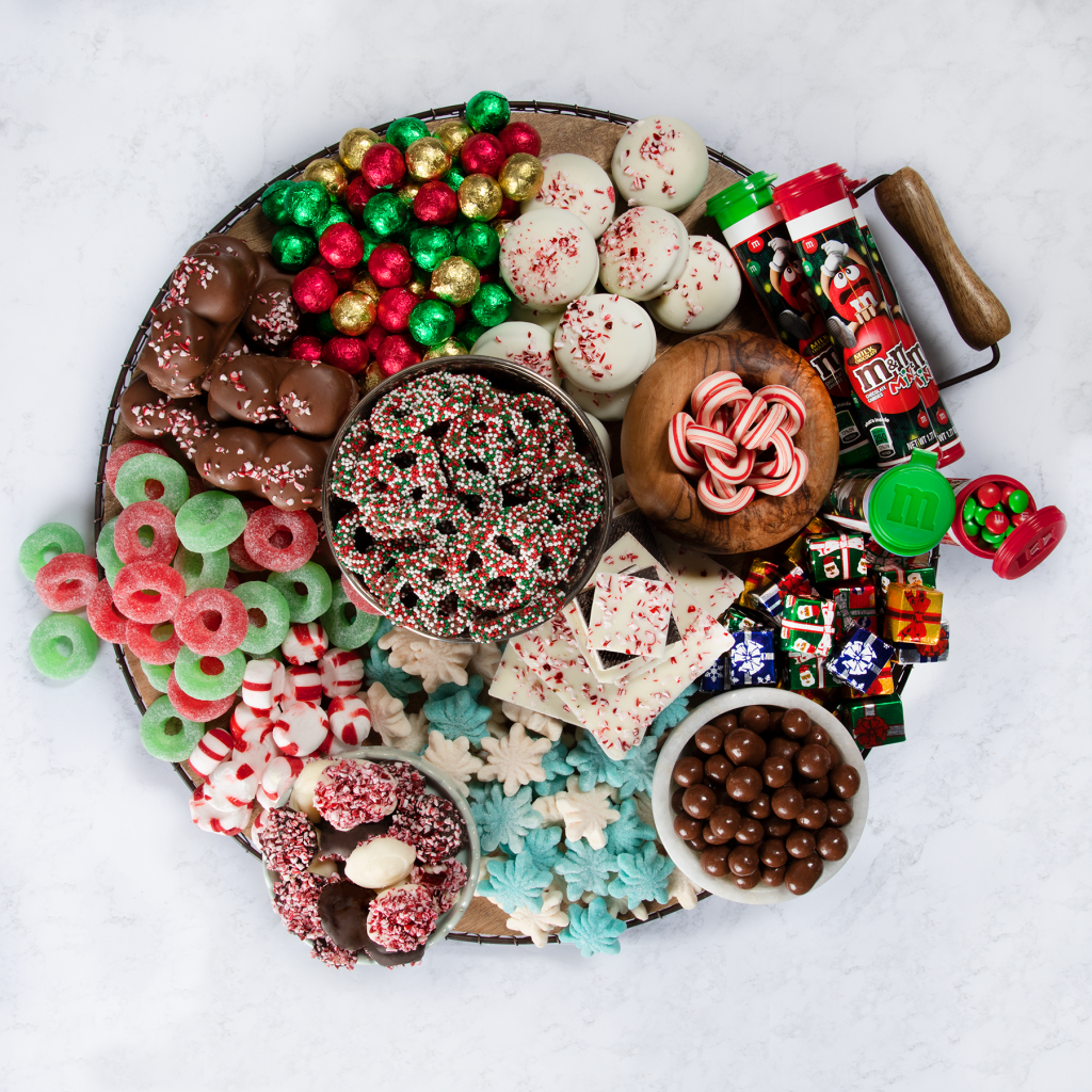 Candy charcuterie, Christmas Candy Charcuterie, holiday candy board, seasonal candy charcuterie, seasonal candy, seasonal candy board, Christmas Candy Charcuterie