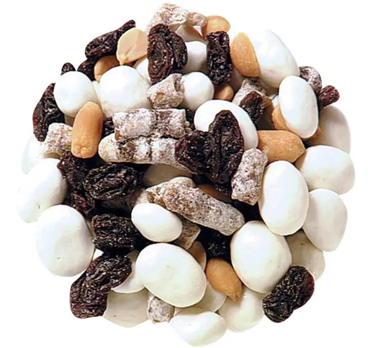 Nassau Candy Energy Mix with almonds, cashews, walnuts, hazelnuts, raisins, and honey roasted peanuts