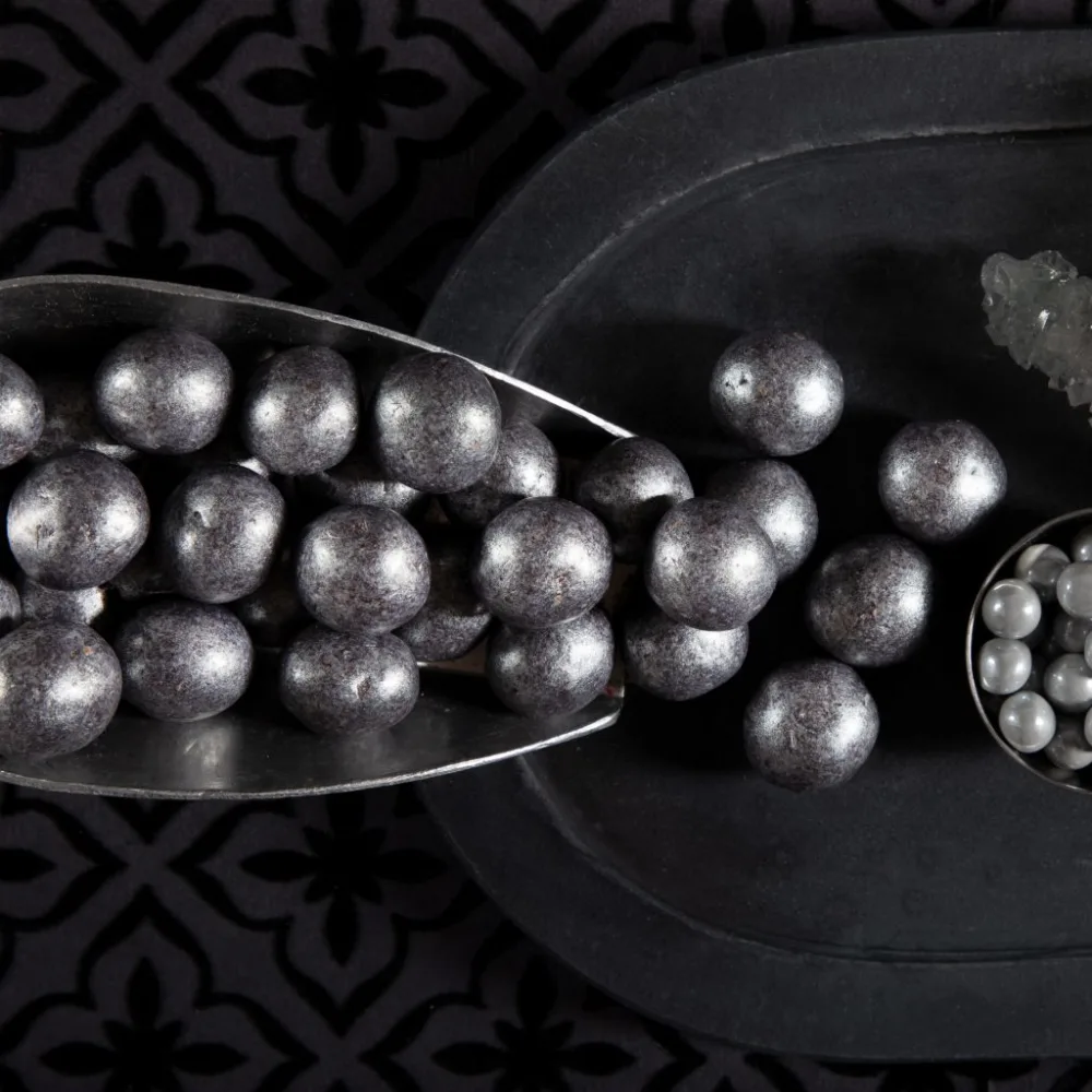Nassau Candy Disco Malt Balls with silver metallic sheen