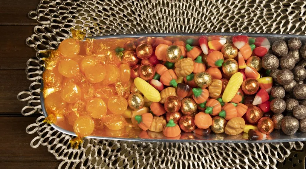Golden Yellow Fall Foliage Candy Display